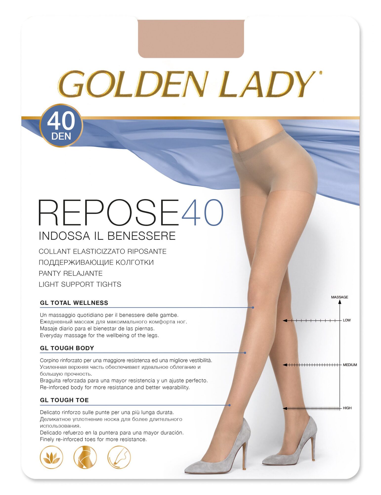 Чорапогащник с ликра Golden Lady Repose 40 ДЕН с масаж ефект