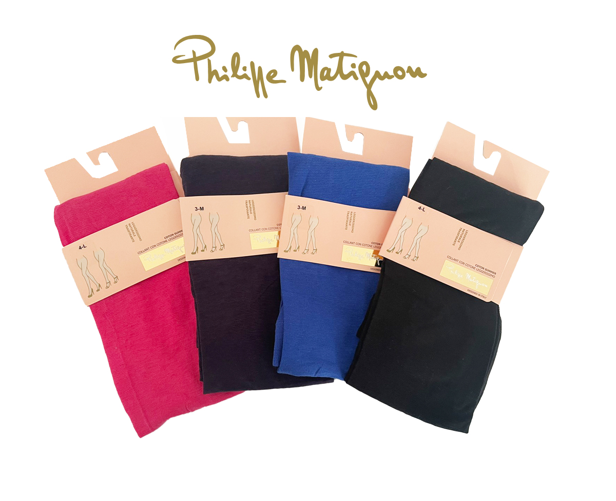 Чорапогащник с ултра лек памук Philippe Matignon M114858 Cotton Summer- циклама, индиго, син