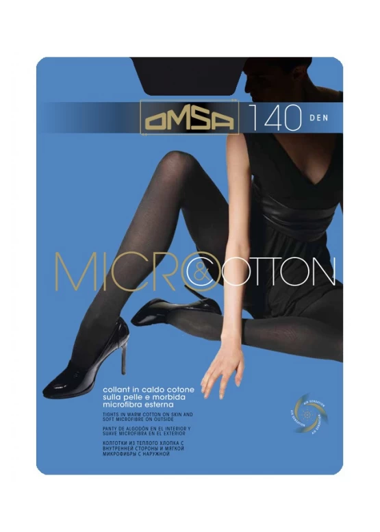 Чорапогащник с микрофибър и памук Omsa Micro Cotton 140 ДЕН